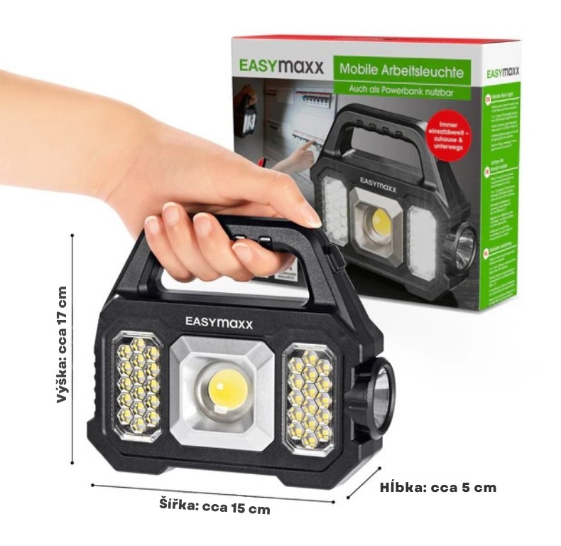 EASYmaxx Mobilné dielenské solárne pracovné svietidlo s powerbankou 12899 (4)
